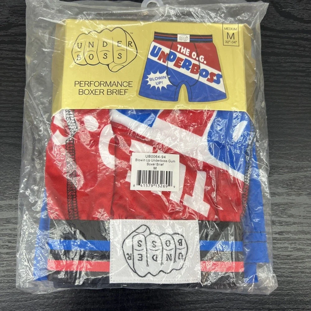 Under Boss Blown Up‎ Gum Performance Boxer Brief Mens Size Medium Blue Red White